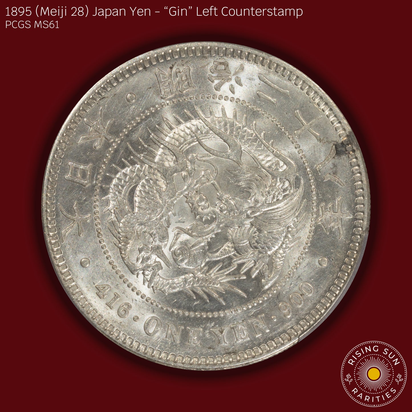 1895 (M28) Japan 1 Yen Gin Left Counterstamp - PCGS MS61