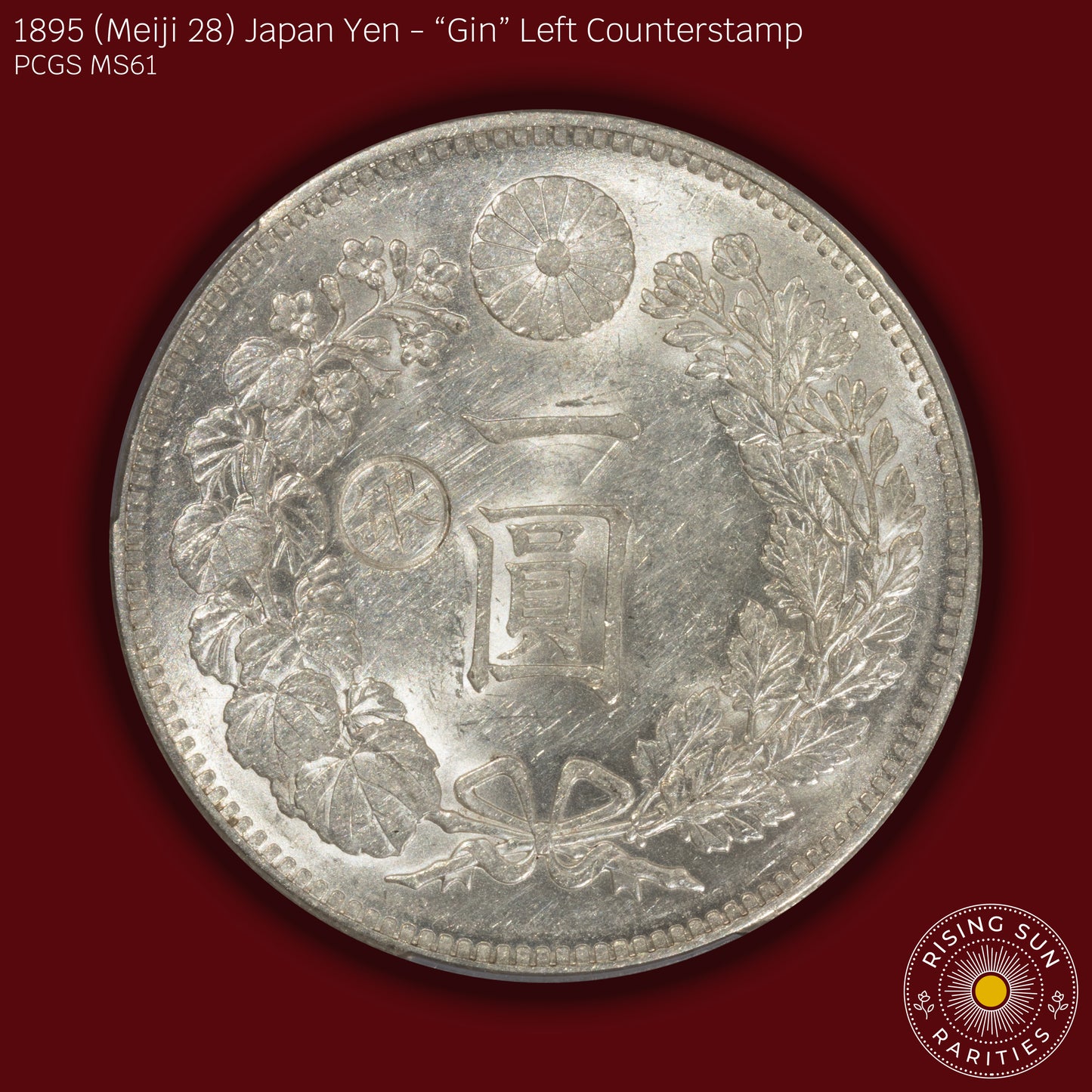1895 (M28) Japan 1 Yen Gin Left Counterstamp - PCGS MS61