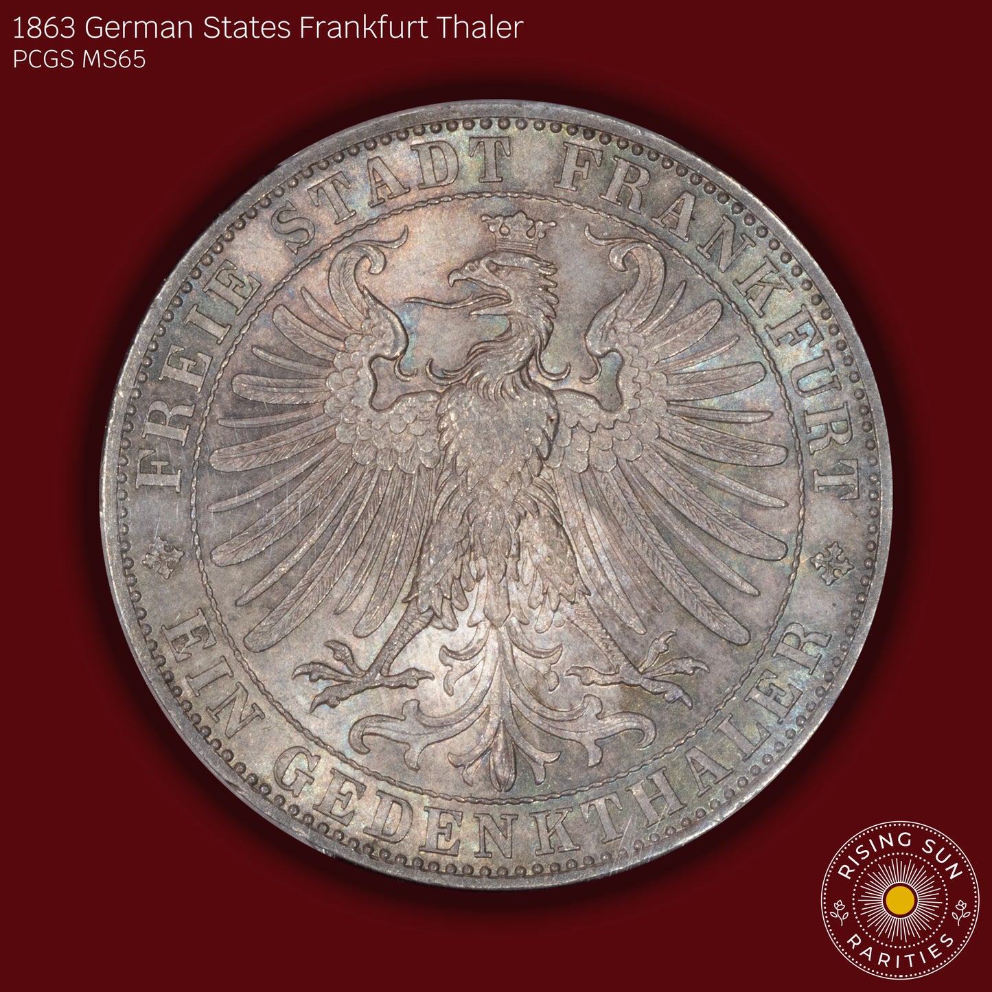 1863 German States Frankfurt Thaler - PCGS MS65 (Toned)