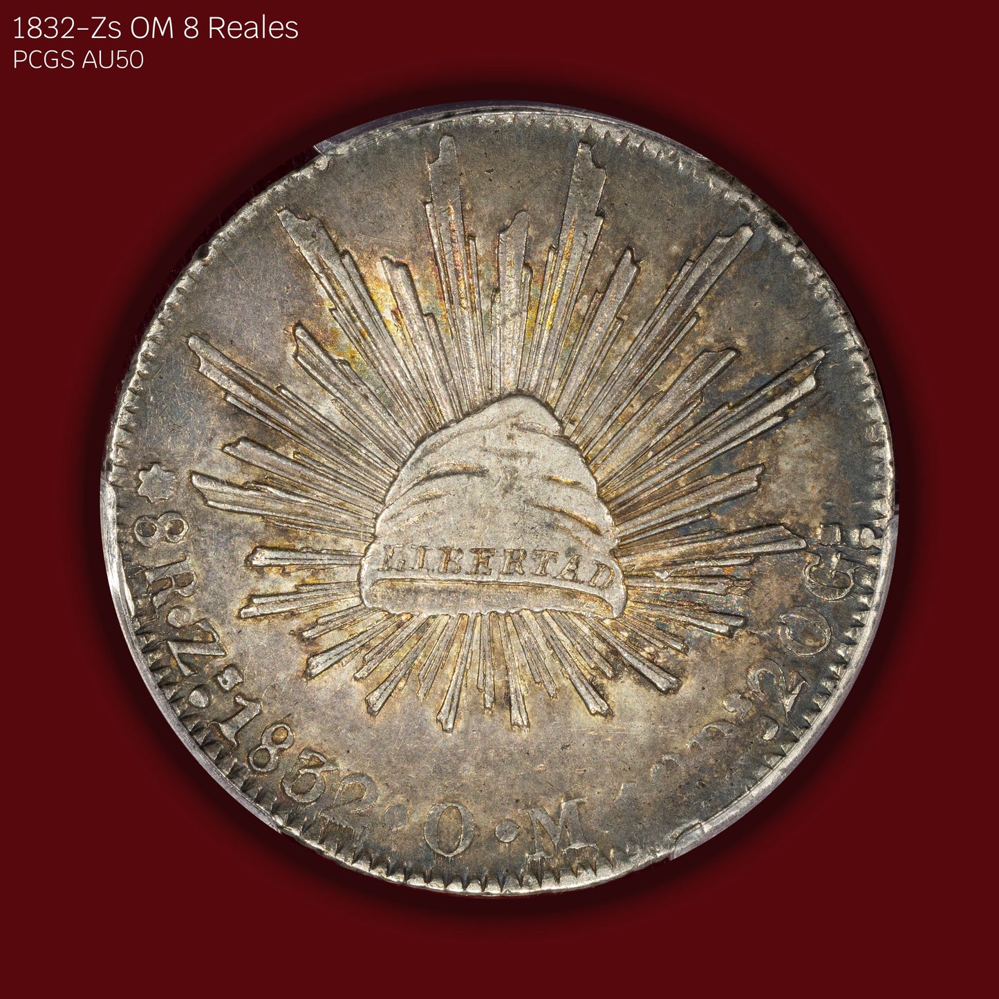 1832-Zs OM Mexican 8 Reales - PCGS AU50 (Toned)