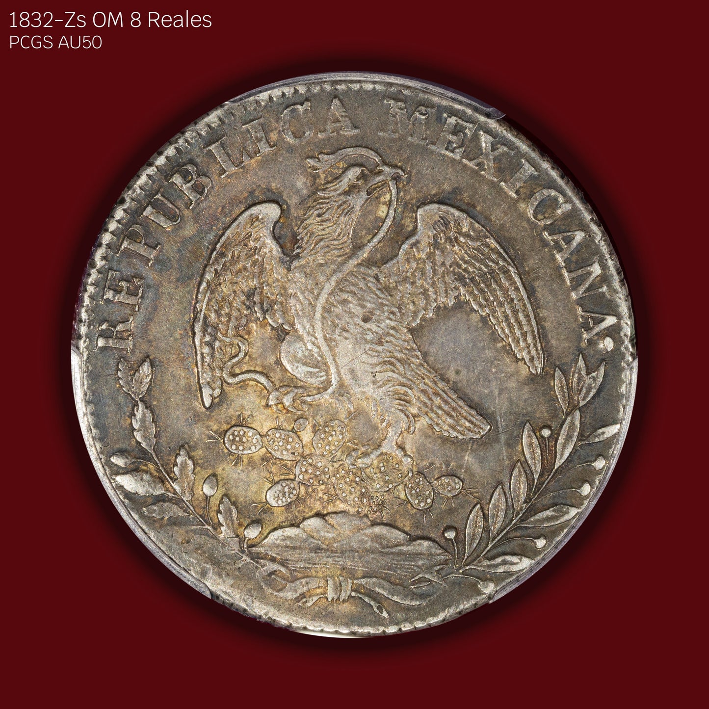 1832-Zs OM Mexican 8 Reales - PCGS AU50 (Toned)