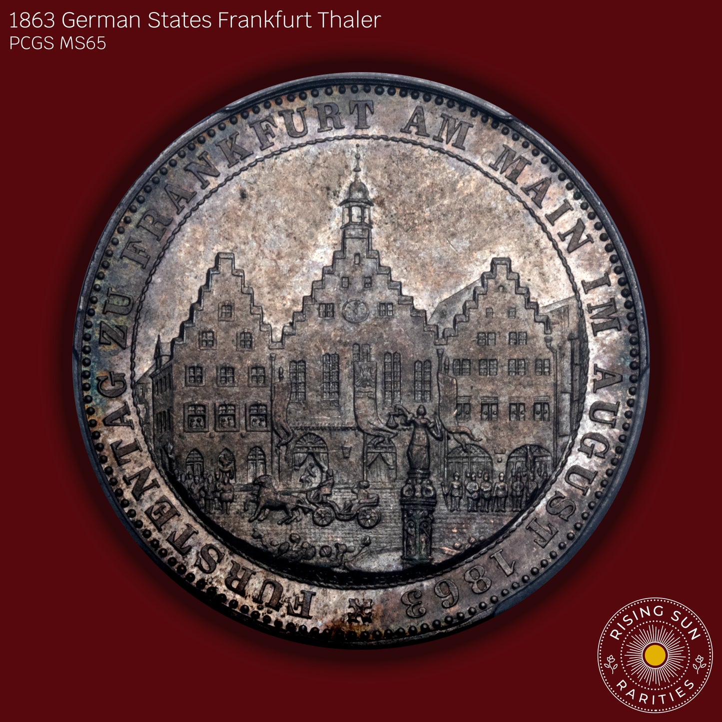 1863 German States Frankfurt Thaler - PCGS MS65 (Toned)