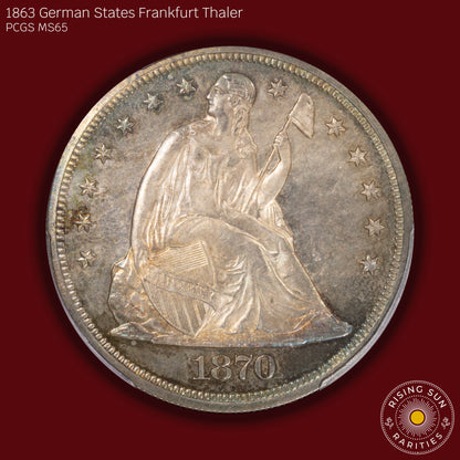 1870 Liberty Seated Dollar Proof - PCGS PR64+ CAC Green (Toned)