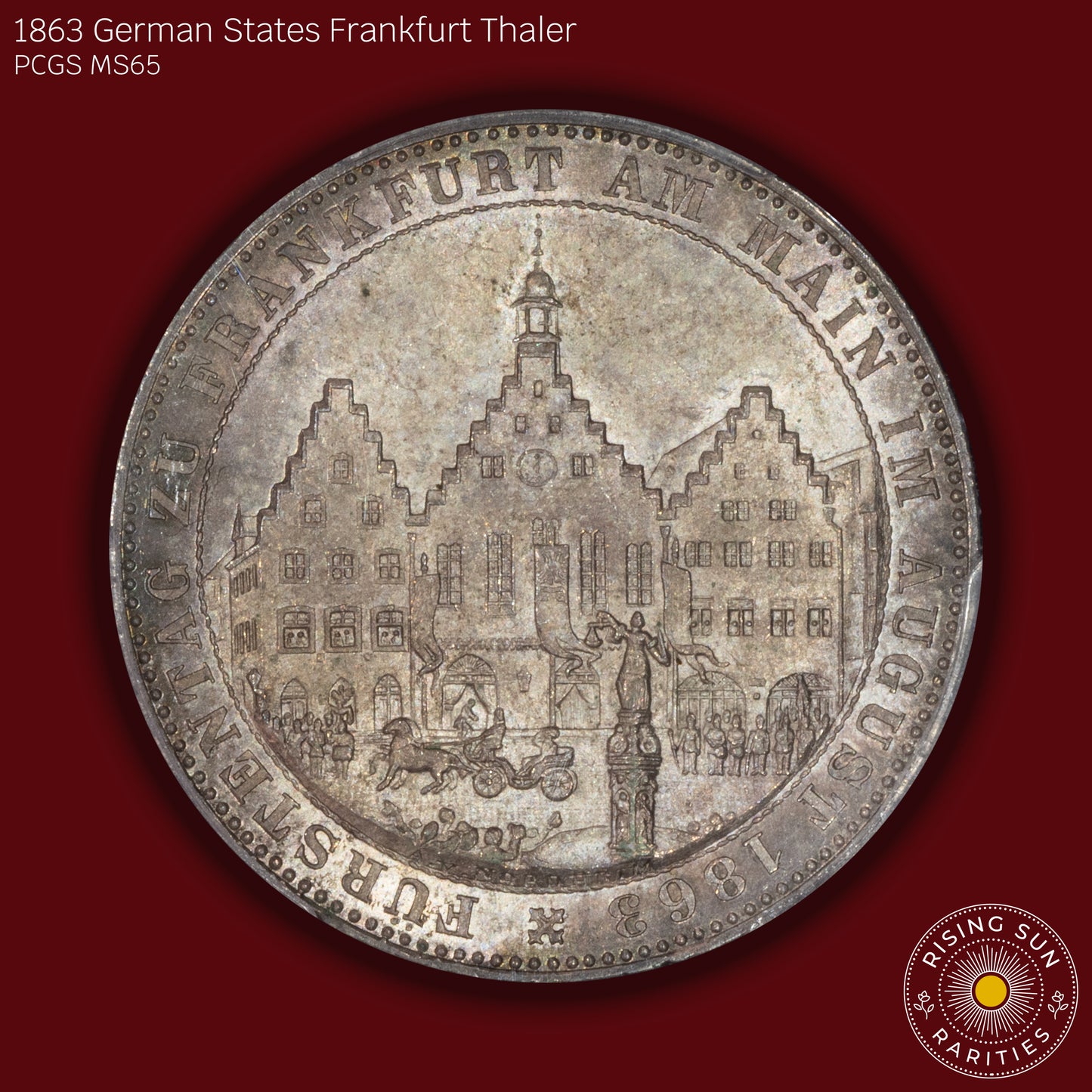 1863 German States Frankfurt Thaler - PCGS MS65 (Toned)