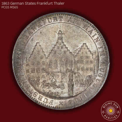 1863 German States Frankfurt Thaler - PCGS MS65 (Toned)