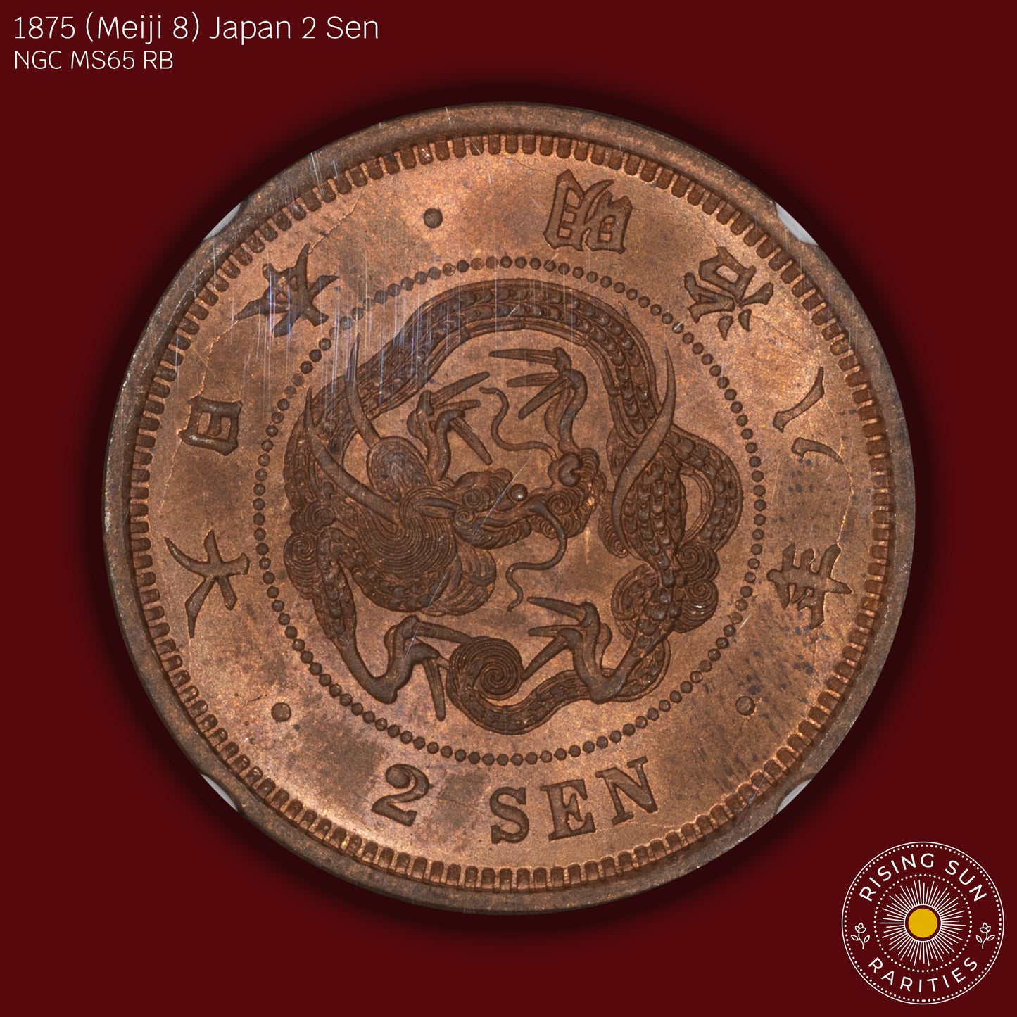 1875 (M8) Japan 2 Sen - NGC MS65 RB