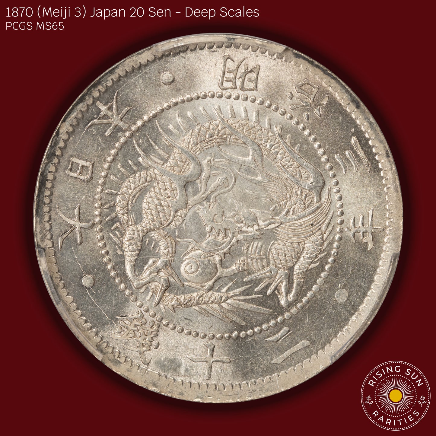 1870 (M3) Japan 20 Sen Deep Scales - PCGS MS65