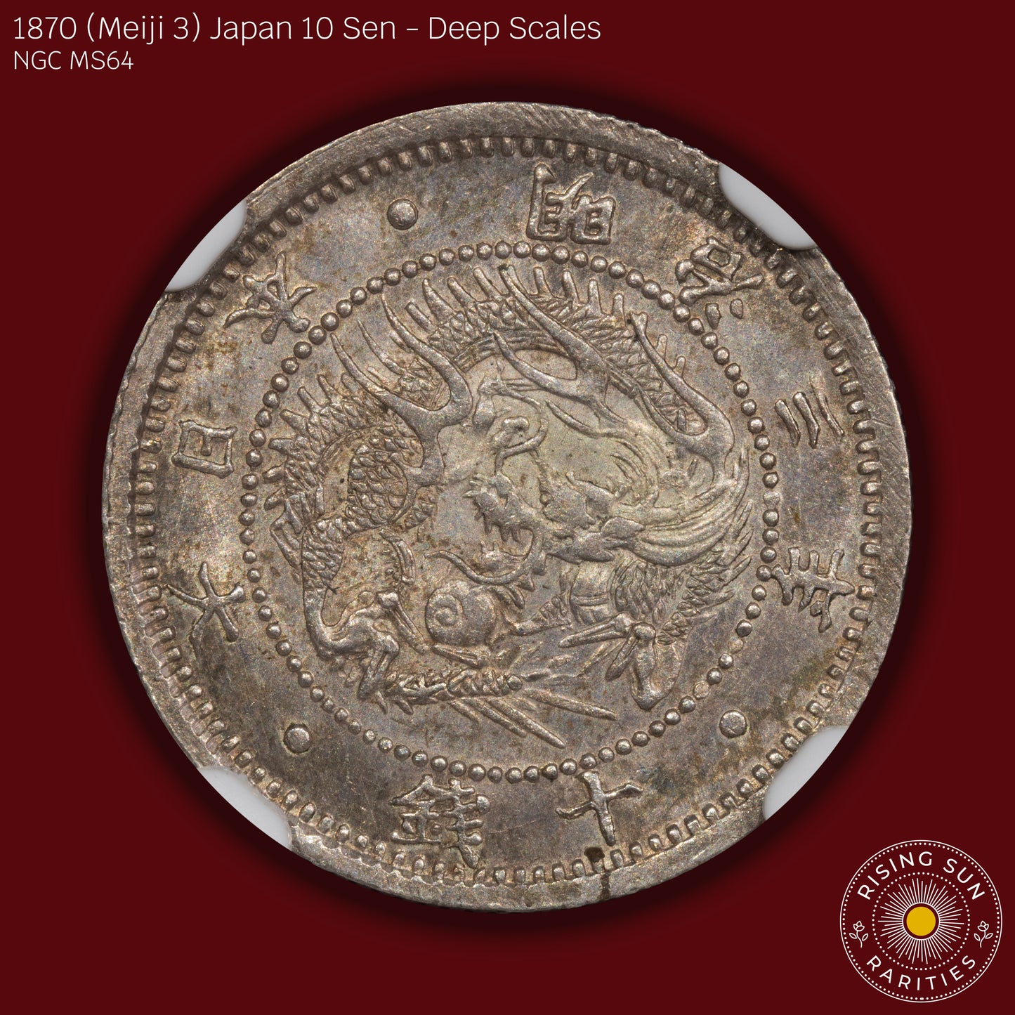 1870 (M3) Japan 10 Sen Deep Scales - NGC MS64