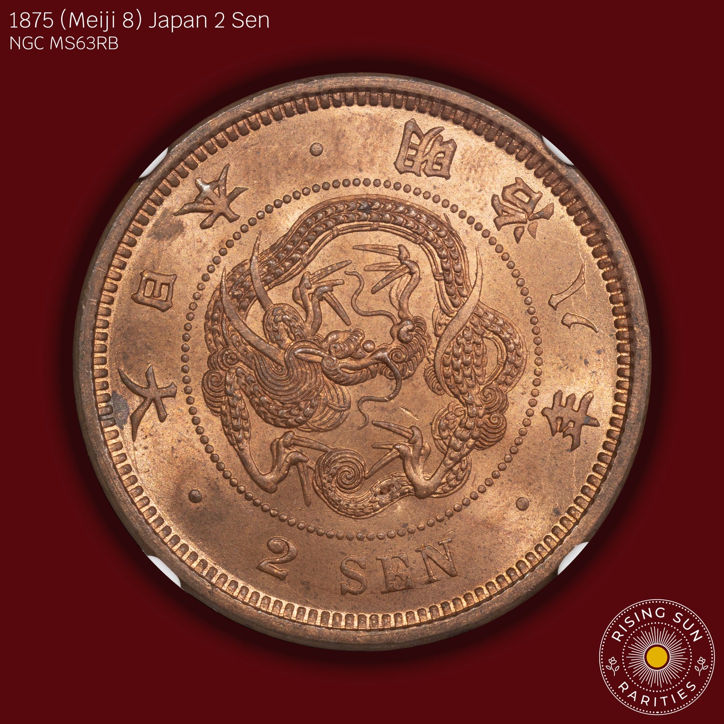 1875 (M8) Japan 2 Sen - NGC MS63 RB