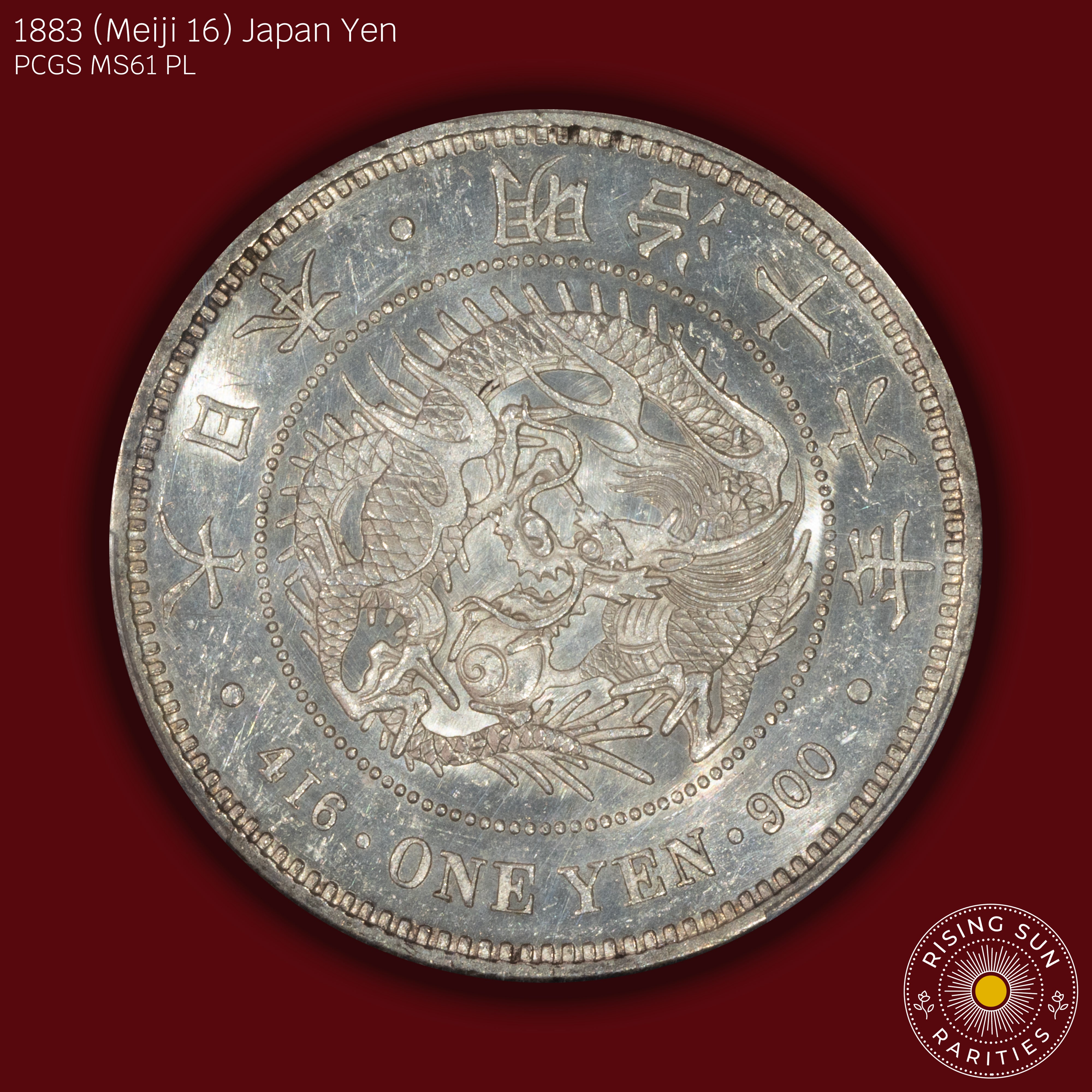 1883 (M16) Japan 1 Yen Prooflike - PCGS MS61 PL – Rising Sun Rarities