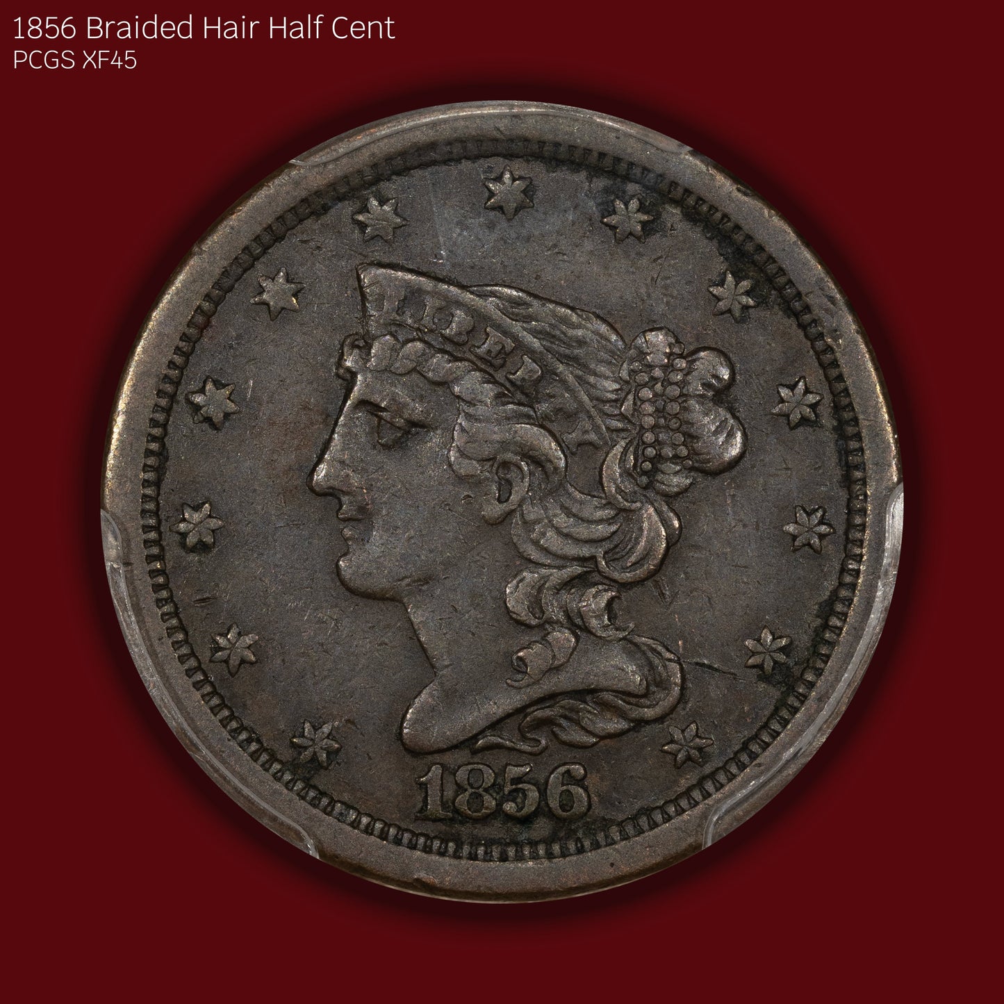 1856 Braided Hair Half Cent - PCGS XF45
