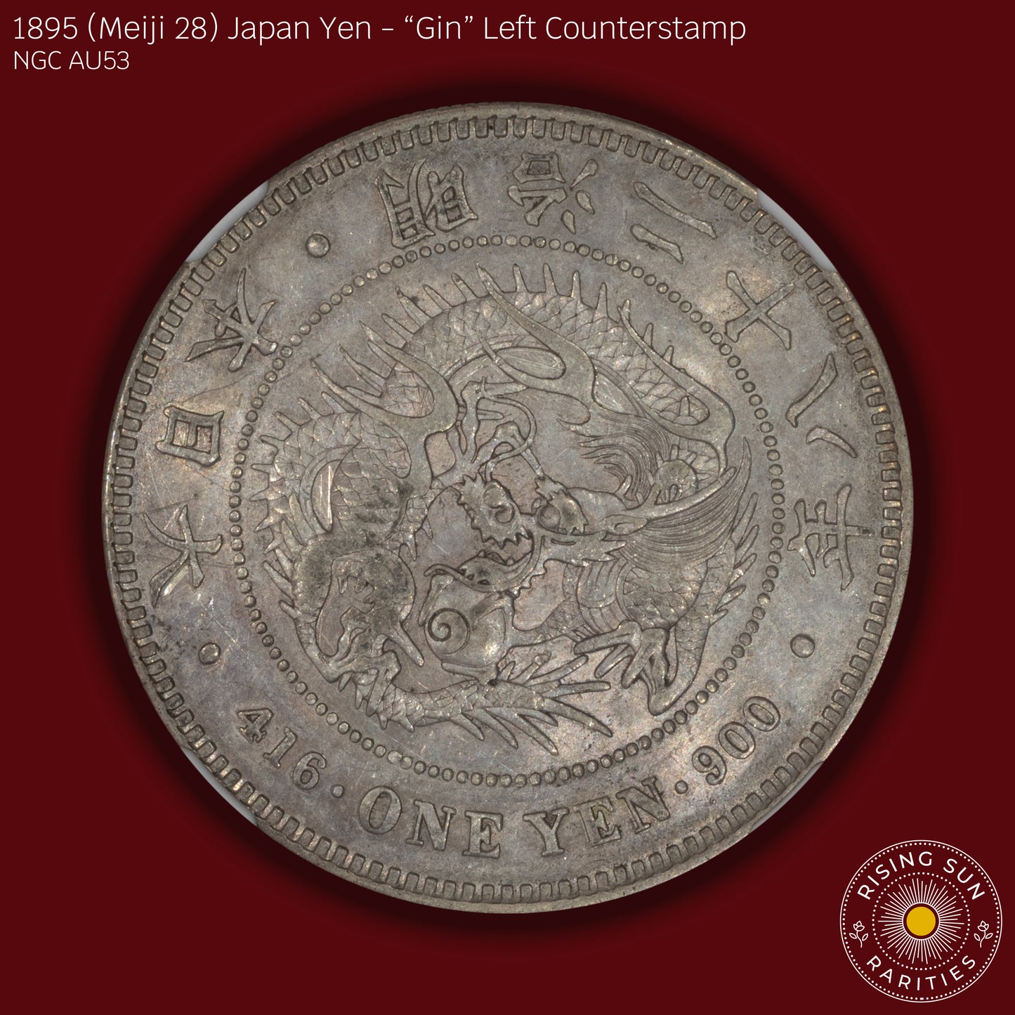 1895 (M28) Japan 1 Yen Gin Left Counterstamp - NGC AU53