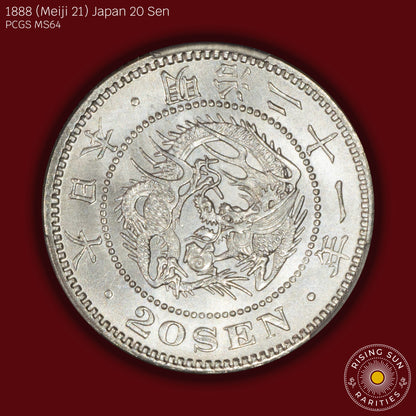 1888 (M21) Japan 20 Sen - PCGS MS64