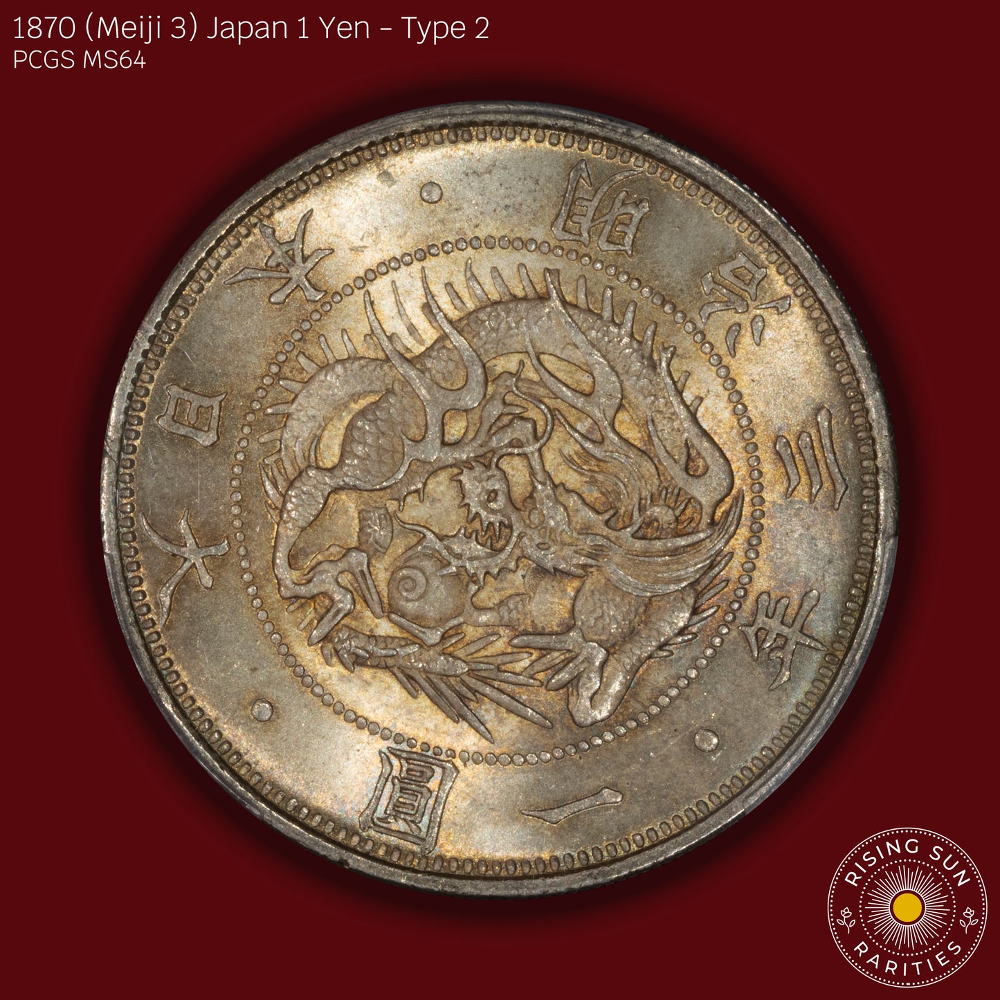 1870 (M3) Japan 1 Yen Type 2 - PCGS MS64 (Toned)