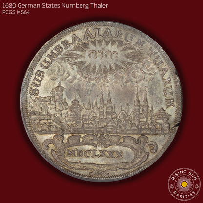 1680 German States Nurnberg Thaler (Sole Top-Pop) - PCGS MS64