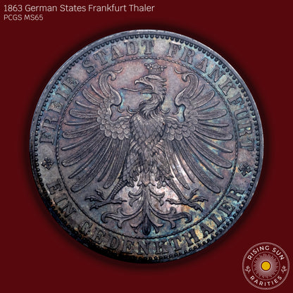 1863 German States Frankfurt Thaler - PCGS MS65 (Toned)
