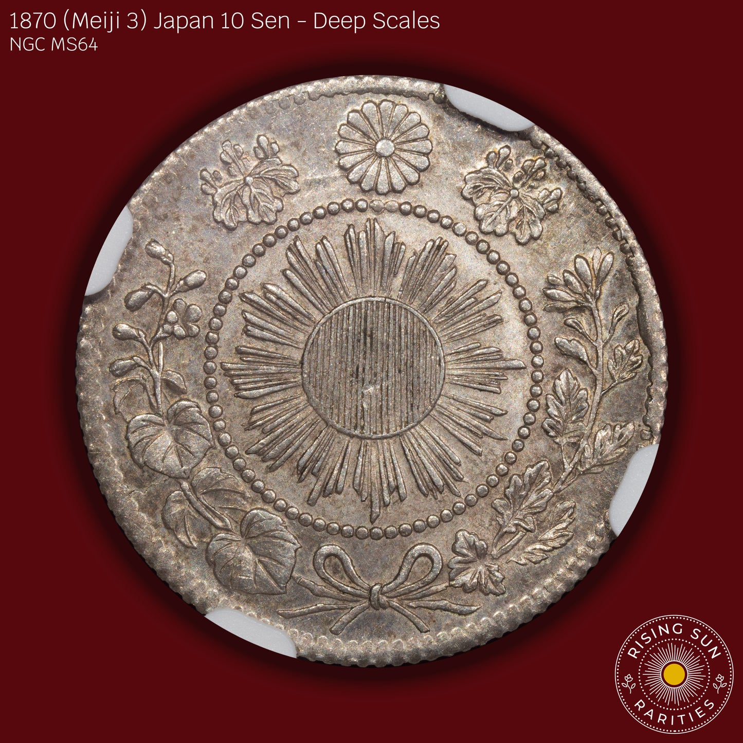 1870 (M3) Japan 10 Sen Deep Scales - NGC MS64