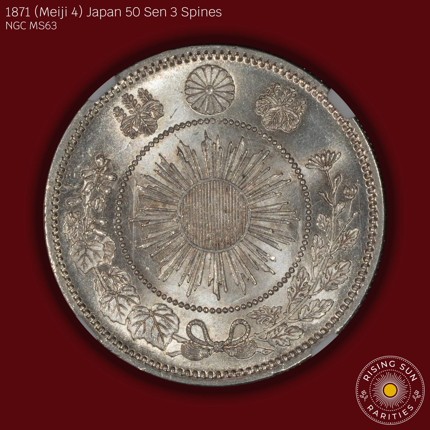 1871 (M4) Japan 50 Sen 3 Spines - NGC MS63