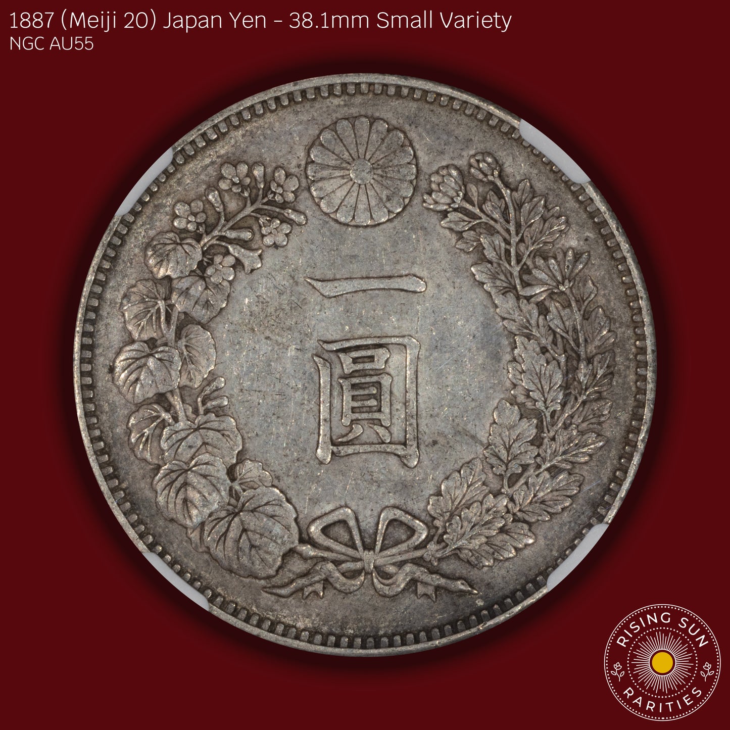 1887 (M20) Japan 1 Yen 38.1mm Small Variety - NGC AU55