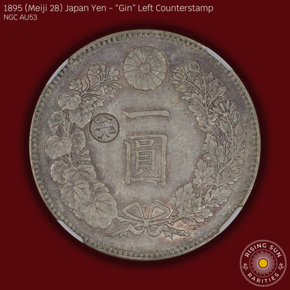 1895 (M28) Japan 1 Yen Gin Left Counterstamp - NGC AU53