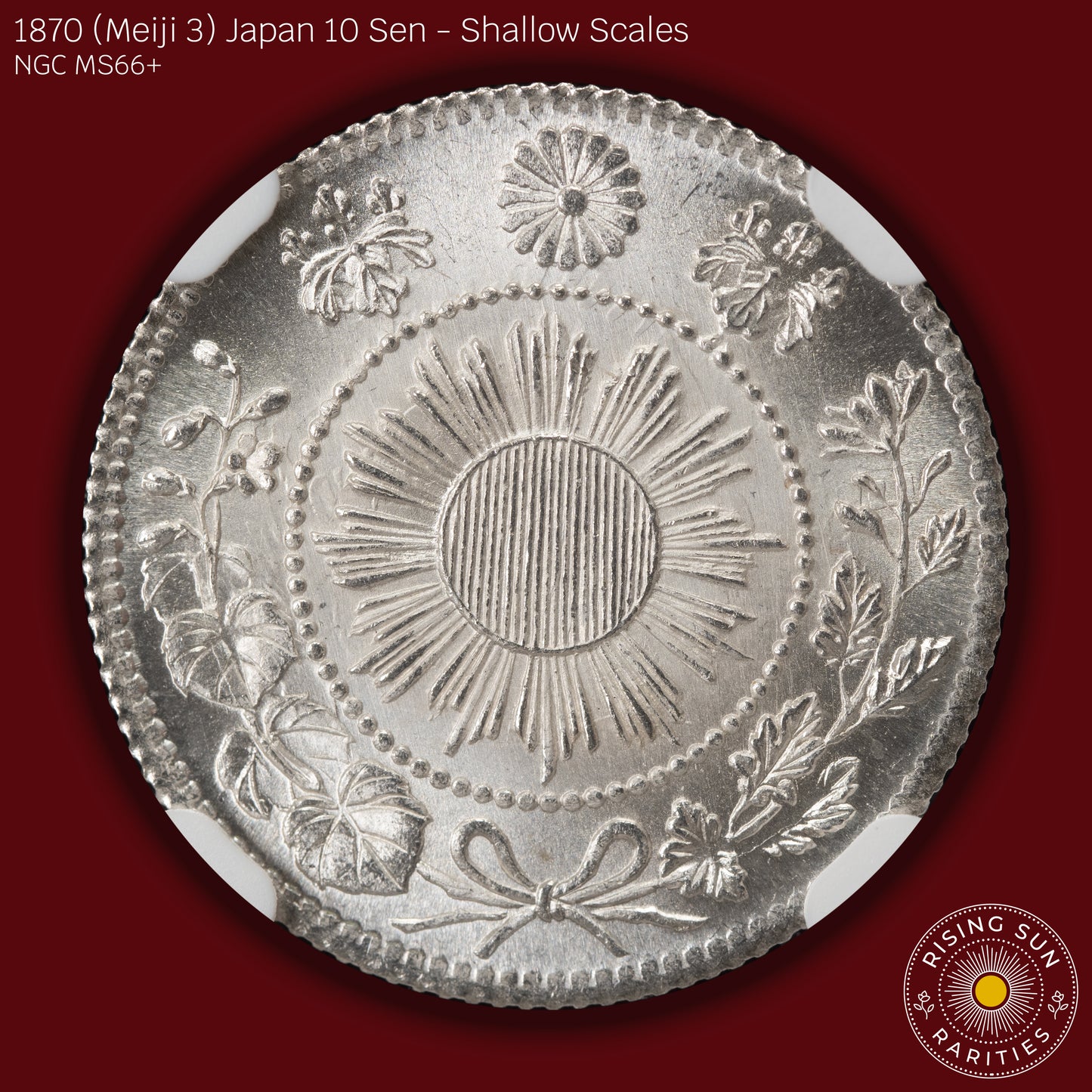 1870 (M3) Japan 10 Sen Shallow Scales - NGC MS66+