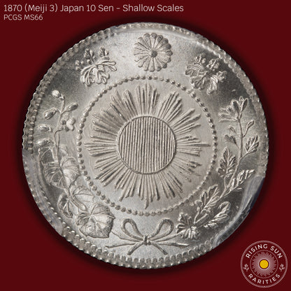 1870 (M3) Japan 10 Sen Shallow Scales - PCGS MS66