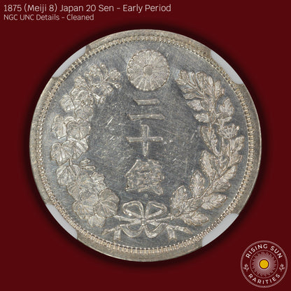 1875 (M8) Japan 20 Sen Early Period - NGC UNC Details