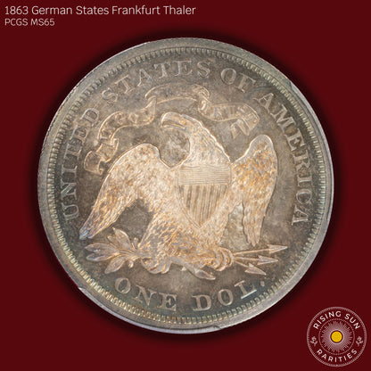 1870 Liberty Seated Dollar Proof - PCGS PR64+ CAC Green (Toned)