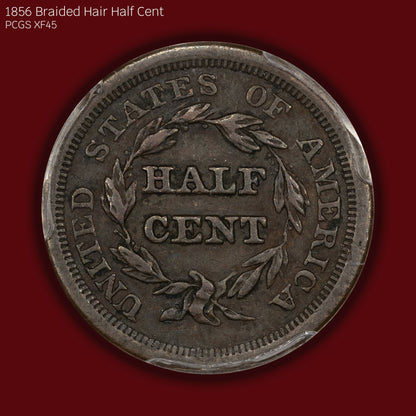 1856 Braided Hair Half Cent - PCGS XF45
