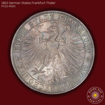 1863 German States Frankfurt Thaler - PCGS MS65 (Toned)