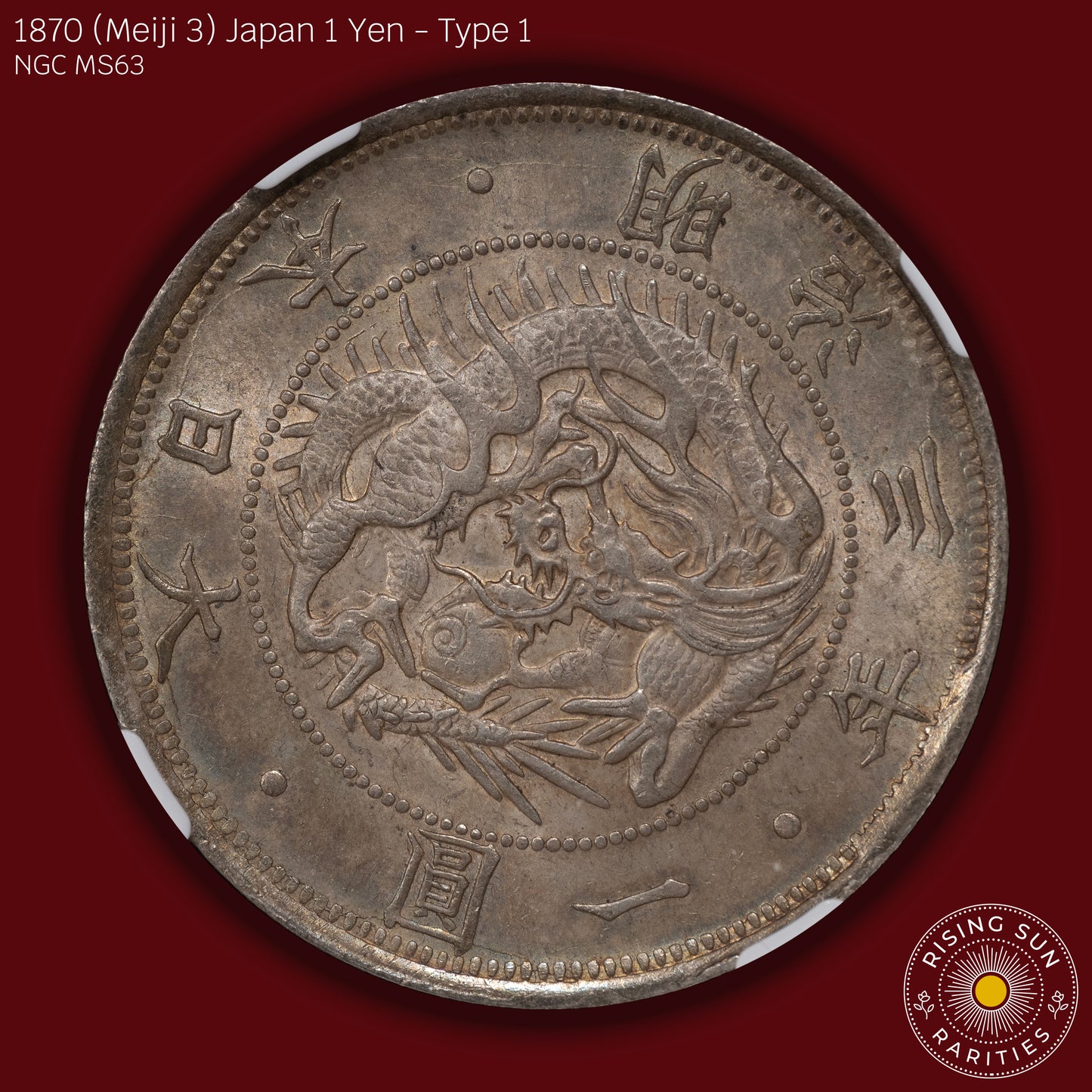 1870 (M3) Japan 1 Yen Type 1 w/Border - NGC MS63