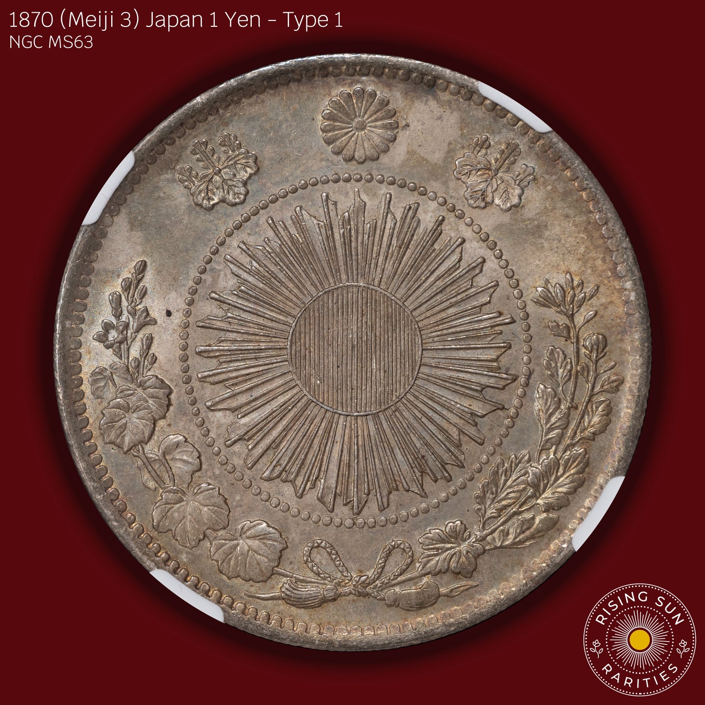 1870 (M3) Japan 1 Yen Type 1 w/Border - NGC MS63