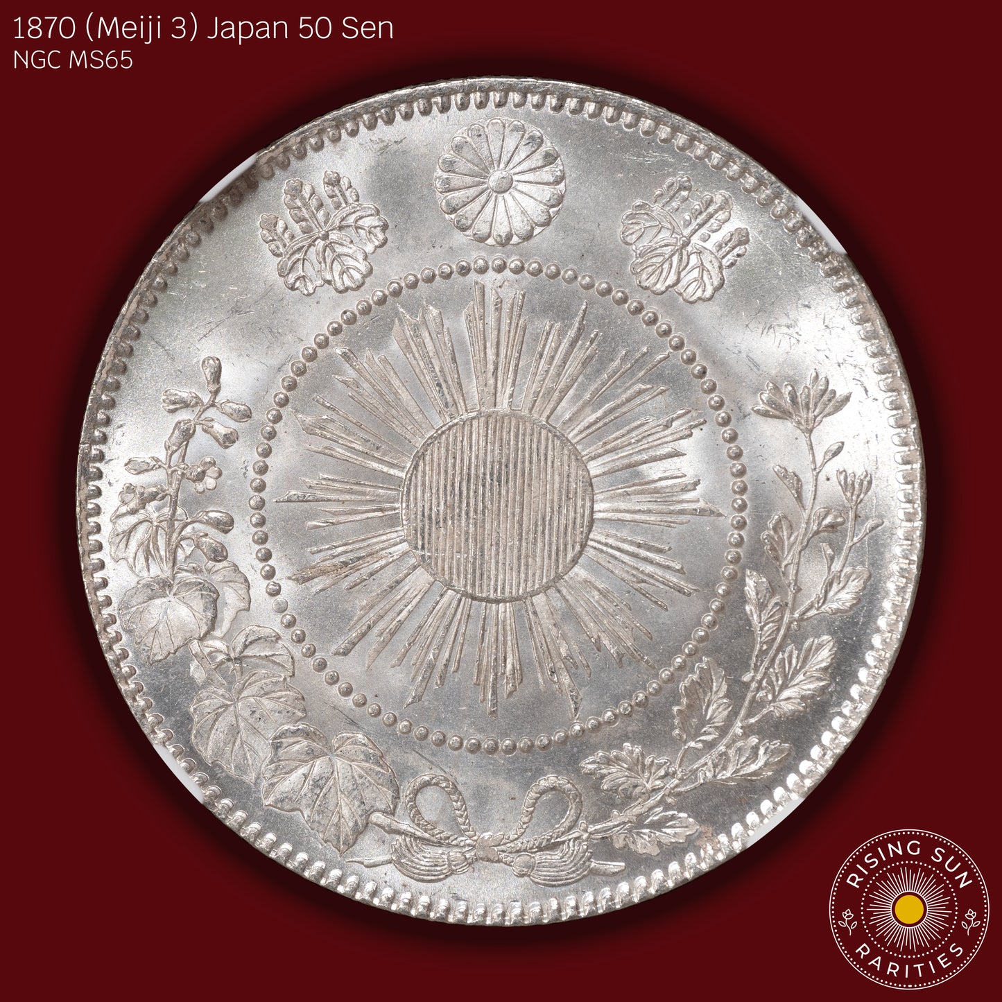 1870 (M3) Japan 50 Sen - NGC MS65