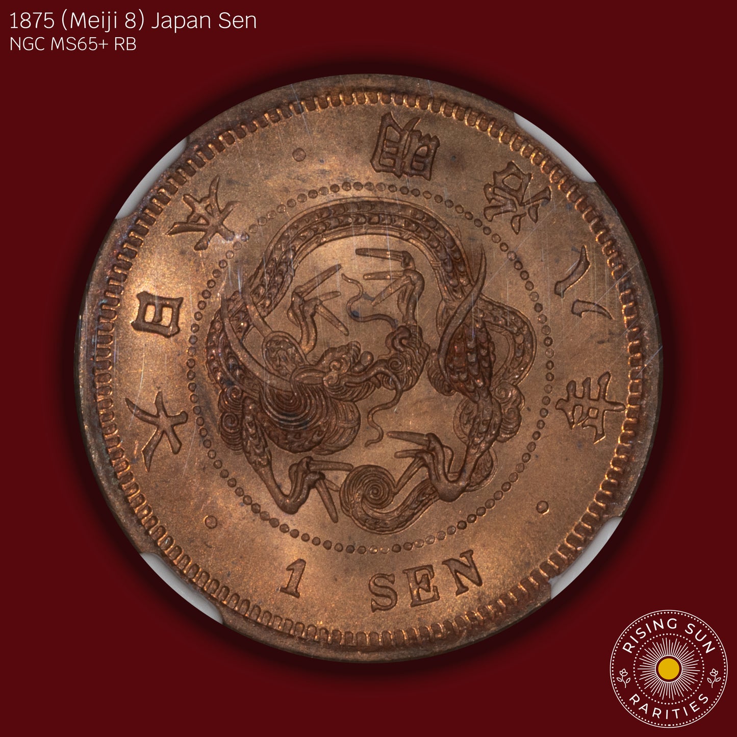 1875 (M8) Japan 1 Sen - NGC MS65+ RB