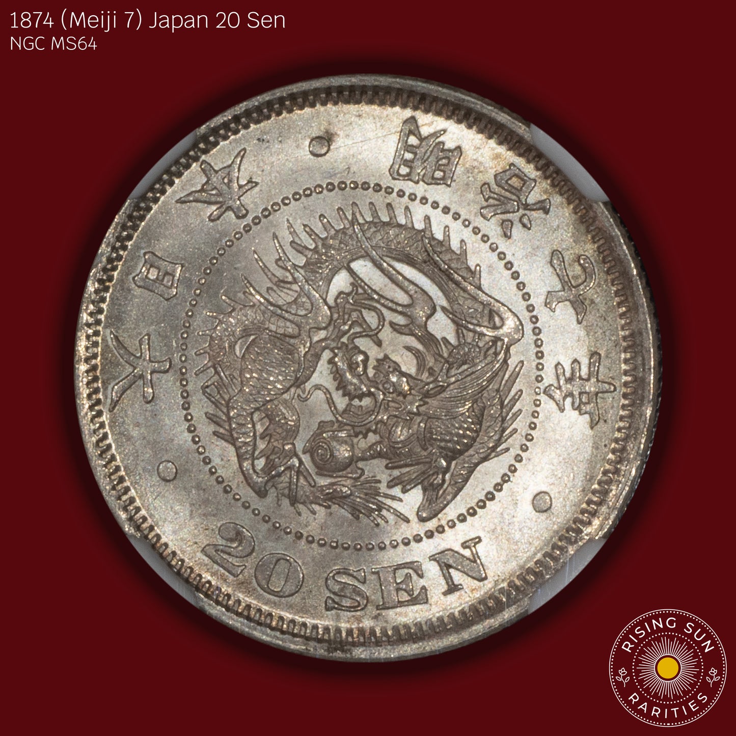 1874 (M7) Japan 20 Sen - NGC MS64