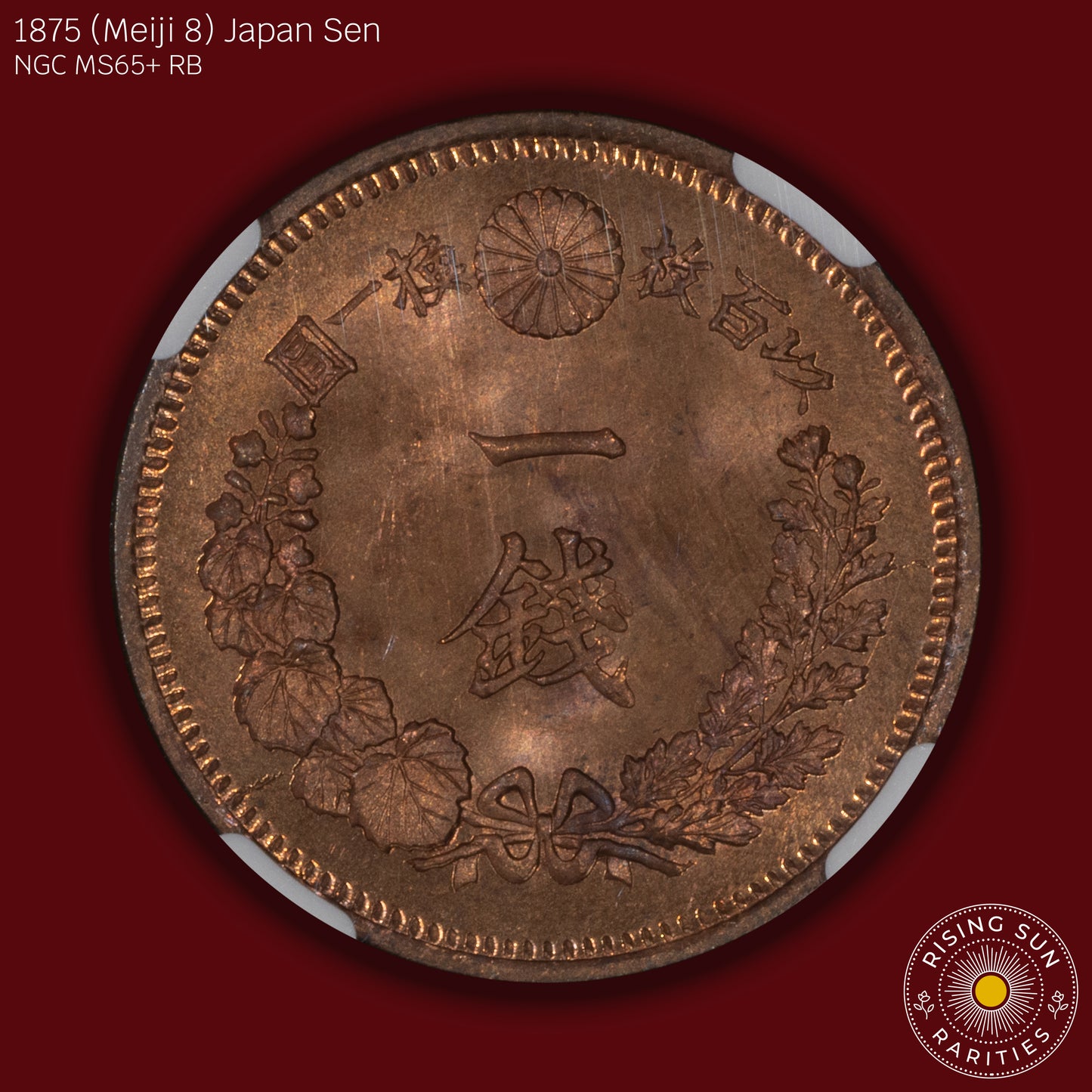 1875 (M8) Japan 1 Sen - NGC MS65+ RB