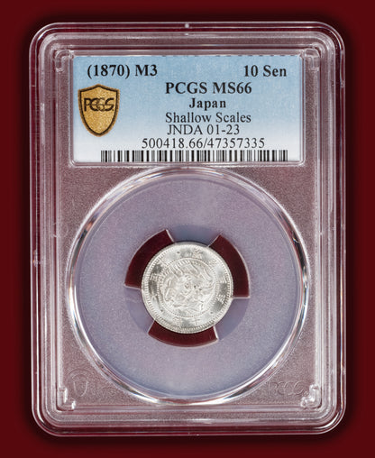 1870 (M3) Japan 10 Sen Shallow Scales - PCGS MS66