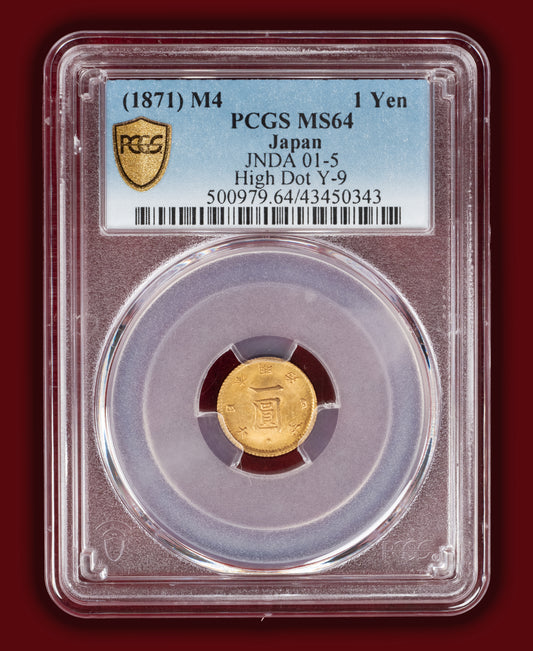 1871 (M4) Japan 1 Yen Gold - High Dot - PCGS MS64