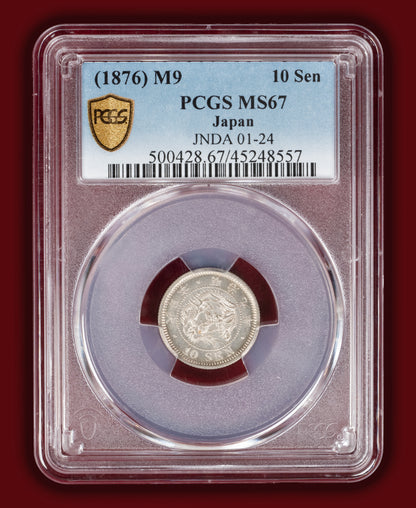 1876 (M9) Japan 10 Sen (Tied Top-Pop) - PCGS MS67