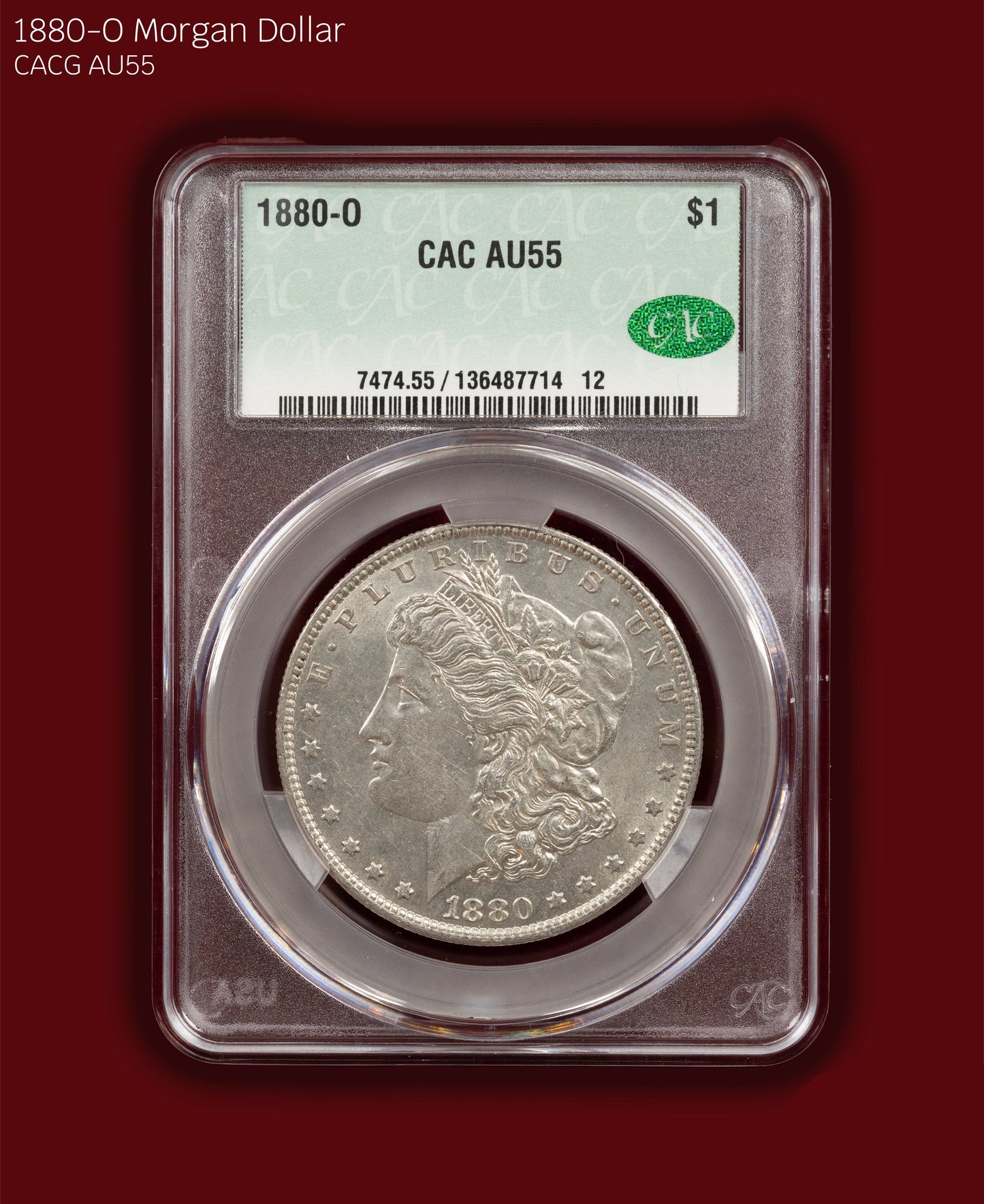 1880-O Morgan Dollar - CACG AU55