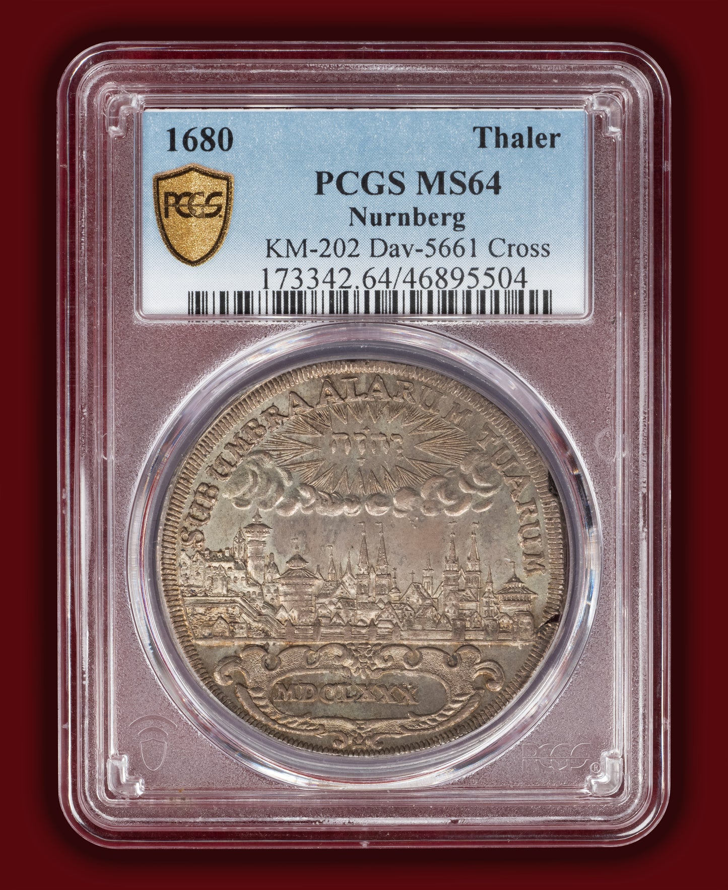 1680 German States Nurnberg Thaler (Sole Top-Pop) - PCGS MS64
