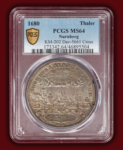 1680 German States Nurnberg Thaler (Sole Top-Pop) - PCGS MS64
