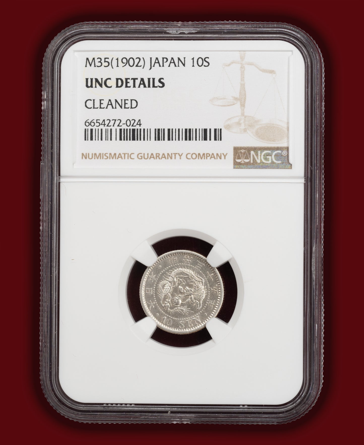 1902 (M35) Japan 10 Sen - NGC UNC Details