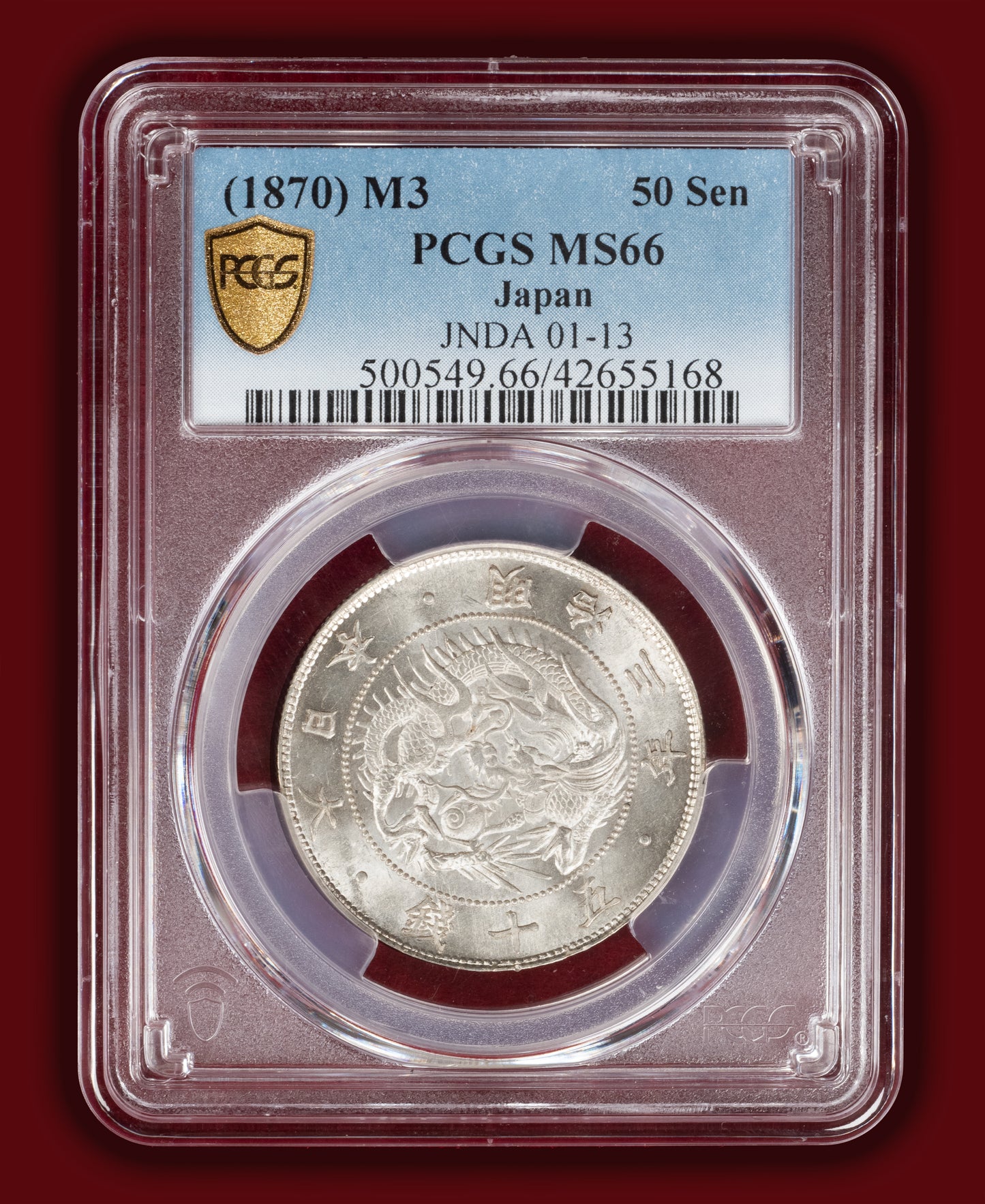 1870 (M3) Japan 50 Sen - PCGS MS66