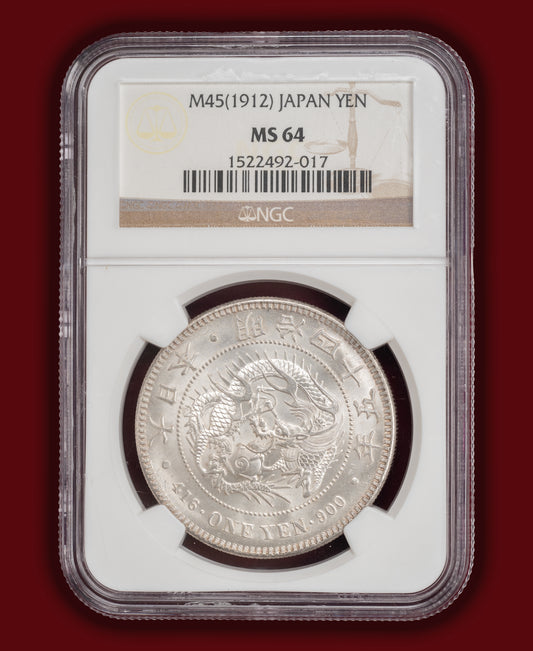 1912 (M45) Japan 1 Yen - NGC MS64