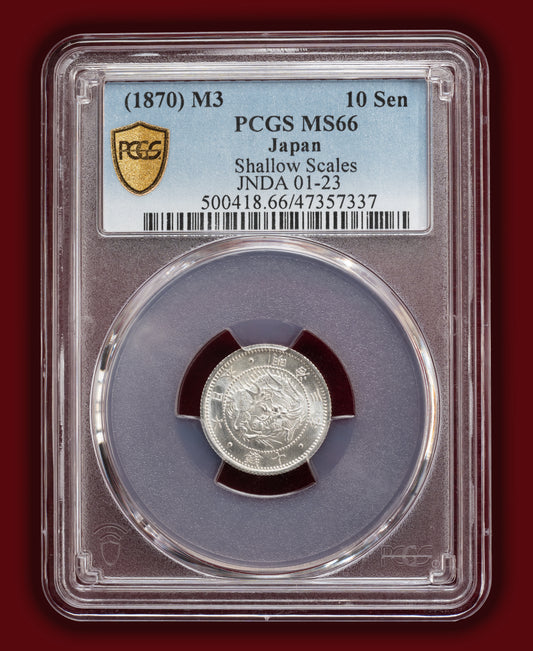 1870 (M3) Japan 10 Sen Shallow Scales - PCGS MS66