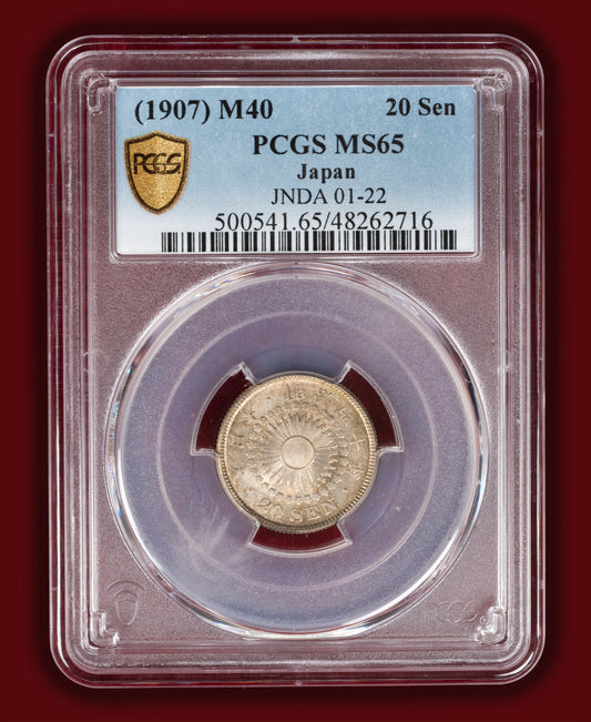 1907 (M40) Japan 20 Sen - PCGS MS65