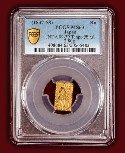 1837-1858 (Tenpo Era) Japan 1 Bu Gold (Ichibu Kin) - PCGS MS63