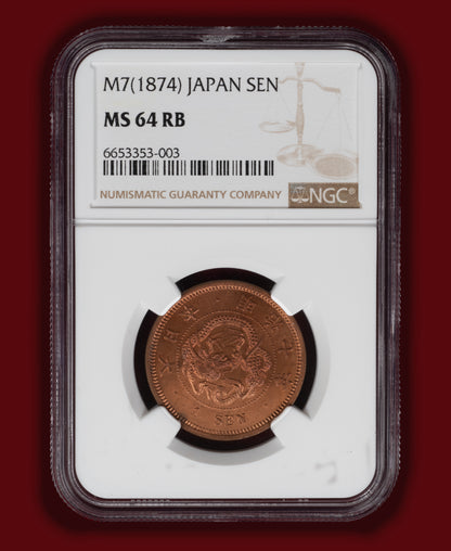 1874 (M7) Japan 1 Sen - NGC MS64 RB