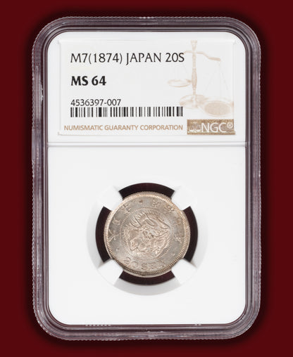 1874 (M7) Japan 20 Sen - NGC MS64